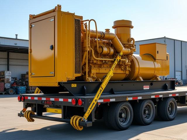 Industrial generator on a flatbed trailer