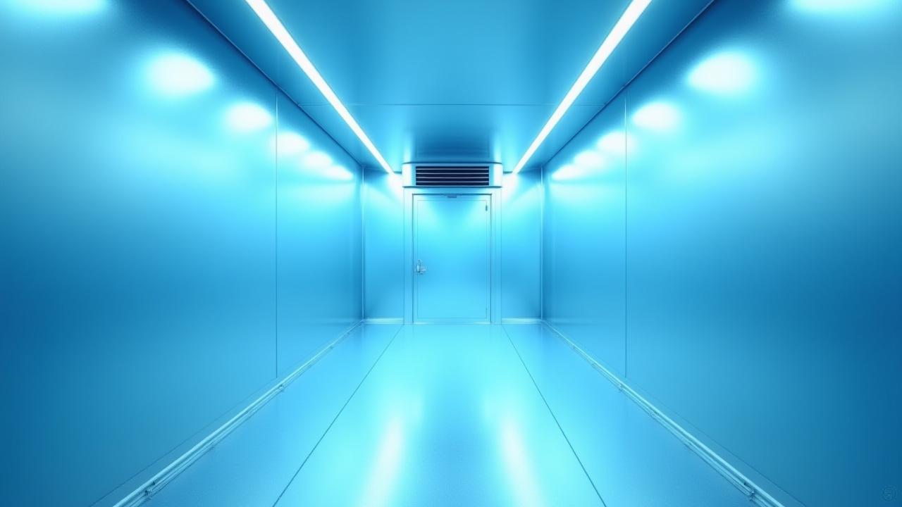 Interior of a modern high-tech refrigerated trailer units pharmaceutical grade equipment