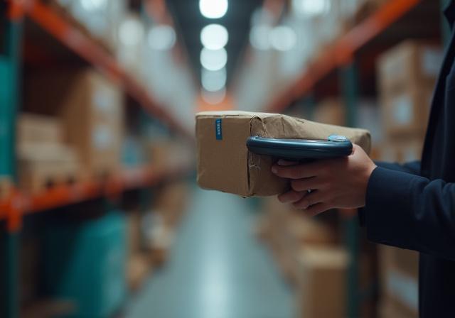 Logistics professional scanning inventory for order fulfillment