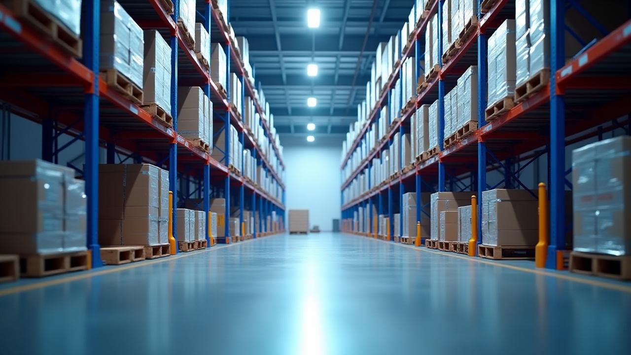 Modern, clean warehouse facility in Detroit with high-density racking